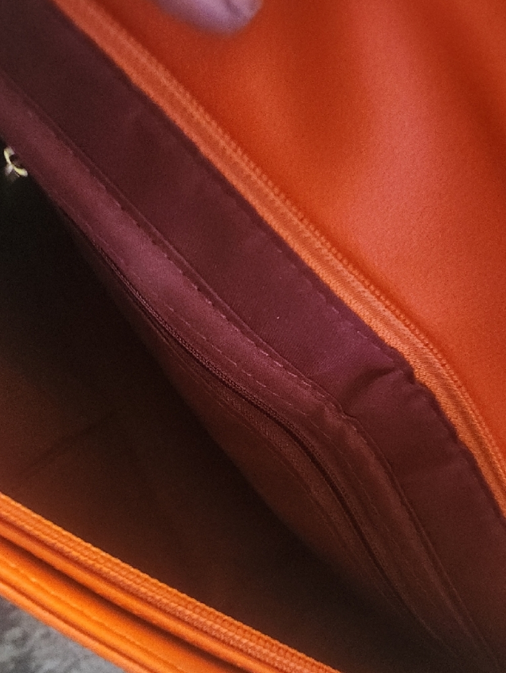 Orange Quilted Crossbody Bag with Gold Chain Strap and Matching Wallet - Picture 4 of 6